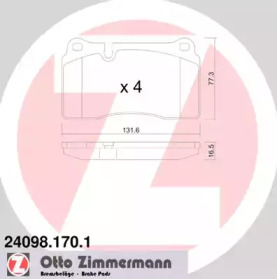 Колодки гальмівні (передні) VW Touareg 02- (Brembo) ZIMMERMANN 24098.170.1
