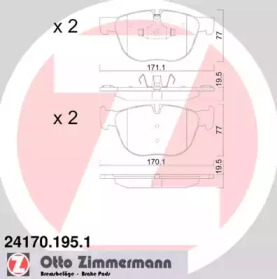 Колодки гальмівні (передні) BMW X4/X5/X6 06- (Ate-Teves) ZIMMERMANN 24170.195.1