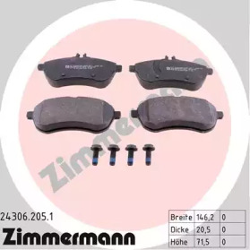 Колодки гальмівні (передні) MB C-class (S204/W204)/E-class (S212/W212) 07- (Lucas) ZIMMERMANN 24306.205.1