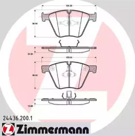 Колодки гальмівні (передні) BMW 5 (F07)/7 (F01)/X5 (E70/F15)/X6 (E71/F16) 06- (ATE) ZIMMERMANN 24436.200.1