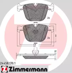 Колодки гальмівні (задні) BMW X5 (E70/F15)/ X6 (E71/F16) 09- (Ate) ZIMMERMANN 24458.170.1