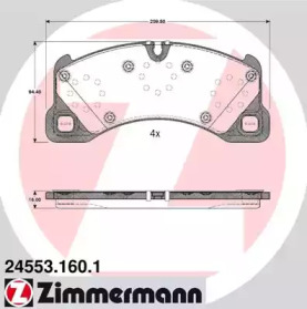 Колодки гальмівні (передні) Porsche Cayenne 07-/VW Touareg 02- (Brembo) ZIMMERMANN 24553.160.1