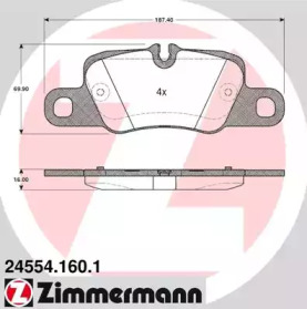 Колодки гальмівні (задні) Porsche 911/Panamera 09- (Brembo) ZIMMERMANN 24554.160.1