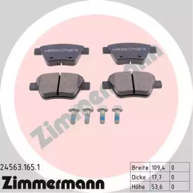 Колодки гальмівні (задні) VW Caddy III/Golf VI/VII/Touran 10- (Bosch) ZIMMERMANN 24563.165.1