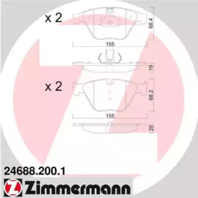 Колодки гальмівні (передні) BMW 5 (F10,F11)/6 (F06,F12,F13) 09- (Ate-Teves) ZIMMERMANN 24688.200.1