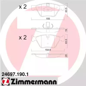Колодки гальмівні (передні) BMW 5 (F10/F11) 09-16 (Ate-Teves) ZIMMERMANN 24697.190.1