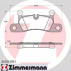 Колодки гальмівні (задні) VW Touareg/Porsche Cayenne 10- (187.4x76x17) (Brembo) ZIMMERMANN 24721.170.1