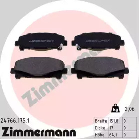 Колодки гальмівні (передні) Honda Accord VIII 07-/IX 12- (Akebono) ZIMMERMANN 24766.175.1