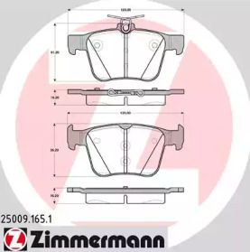 Колодки гальмівні (задні) VW Golf/Passat/Tiguan/Touran 1.0-2.0 TDI 12- (Ate) ZIMMERMANN 25009.165.1