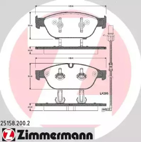 Колодки гальмівні (передні) Audi A6/A7/A8 10- (Ate) (з датчиком) ZIMMERMANN 25158.200.2