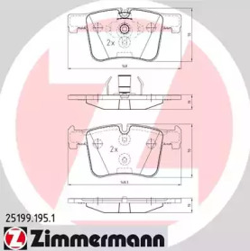Колодки гальмівні (передні) BMW 1 (F20)/2 (F22)/3 (F30)/4 (F32) 11- (Bosch) ZIMMERMANN 25199.195.1