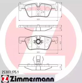 Колодки гальмівні (задні) BMW 3 (F30/F31/F34)/4 (F36) 11- (Bosch) ZIMMERMANN 25307.175.1