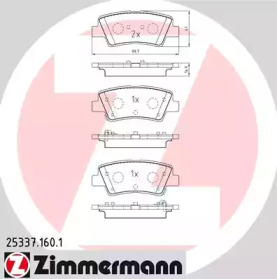 Колодки гальмівні (задні) Kia Ceed/Rio III/Hyundai Accent/Tucson/i20/i30/i40 10- (Akebono) ZIMMERMANN 25337.160.1