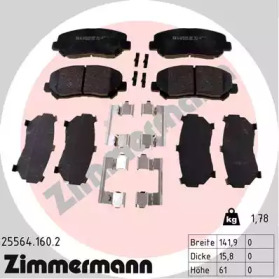 Колодки гальмівні (передні) Mazda CX-5 11- (Akebono) (з аксесуарами) ZIMMERMANN 25564.160.2
