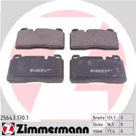 Колодки гальмівні (передні) Audi A6/A7/Q5 12-/Porsche Macan 14- (Brembo) (132x77x16) ZIMMERMANN 25643.170.1