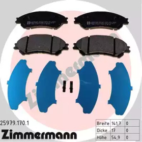 Колодки гальмівні (передні) Suzuki SX4/ Vitara 1.4 T/1.6 14- (з датчиком) (Akebono) ZIMMERMANN 25979.170.1