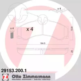 Колодки гальмівні (передні/задні) MB Sprinter 408-416/VW LT 46 96- ZIMMERMANN 29153.200.1