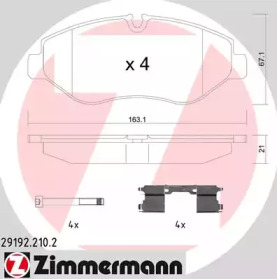 Колодки гальмівні (передні) MB Sprinter 209-319CDI/VW Crafter 06-/MB Vito/Viano (W639/W447)) 03- ZIMMERMANN 29192.210.2