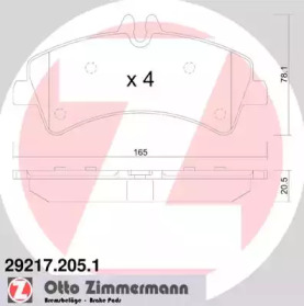 Колодки гальмівні (задні) MB Sprinter 509-519 CDI/VW Crafter 50 06- (спарка) (Bosch) ZIMMERMANN 29217.205.1