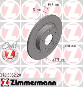 Диск гальмівний (задній) Mazda 6 12- (278x10) (з покриттям) (повний) ZIMMERMANN 370.3052.20