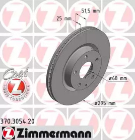 Диск гальмівний (передній) Mazda 3 1.5D/2.0/2.2D 13-/CX-3 15- (295x25)(з покриттям)(вентил.) ZIMMERMANN 370.3054.20