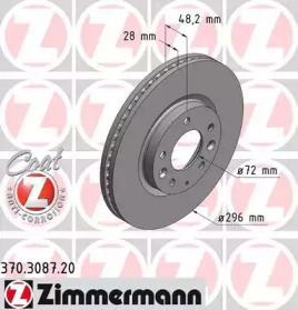 Диск гальмівний (передній) Mazda CX-7 06-14 (296x28) ZIMMERMANN 370.3087.20