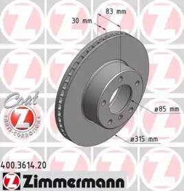 Диск гальмівний (передній) MB G-class (W461/W463) 03- (315x30) ZIMMERMANN 400.3614.20
