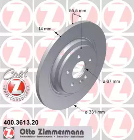 Диск тормозной (задний) MB M-class (W163) 98-05 (331х14) ZIMMERMANN 400.3613.20