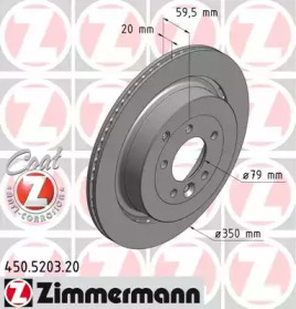 Диск гальмівний (задній) Land Rover Discovery 04-18/Range Rover Sport 05-13 (350x20) ZIMMERMANN 450.5203.20