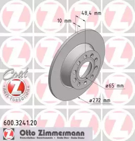 Диск гальмівний (задній) VW Caddy 03- (272x10) (з покриттям) (повний) ZIMMERMANN 600.3241.20