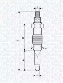 Свічка розжарювання Citroen Jumper/Fiat Scudo/Peugeot Partner 1.9/2.5 D/TD -98 (UX20A) MAGNETI MARELLI 062900010304