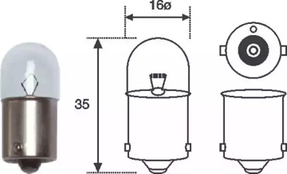 R5W 12 Лампа накаливания (12V R5W) MAGNETI MARELLI 004007100000