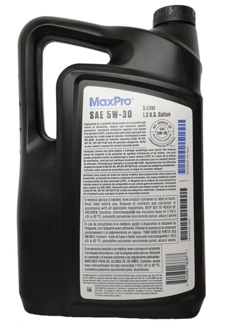 Mopar MaxPro 5W-30 5 л. 68518205AA — фото 2