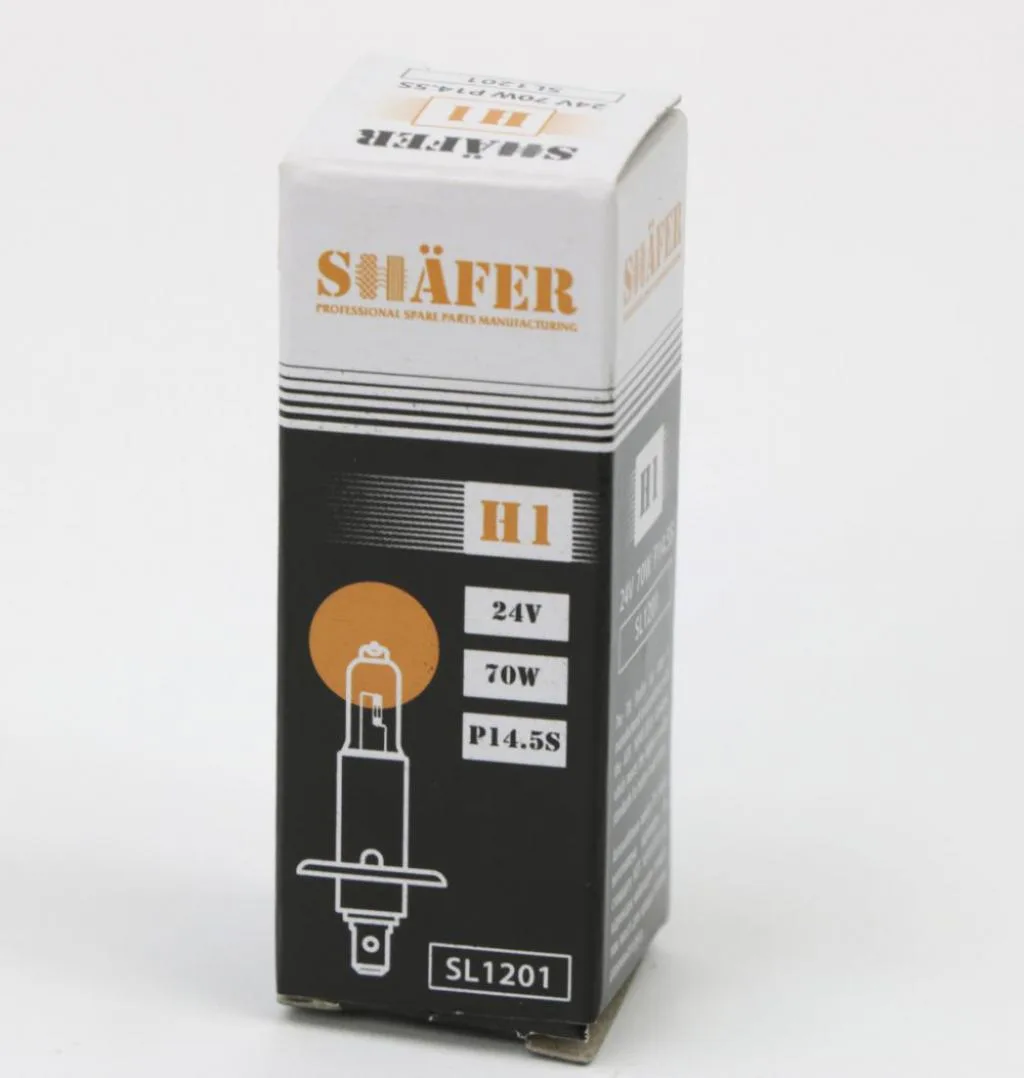 Лампа галогенова H1 24V 70W P14.5S  (картонна упаковка 1шт) SHAFER SL1201