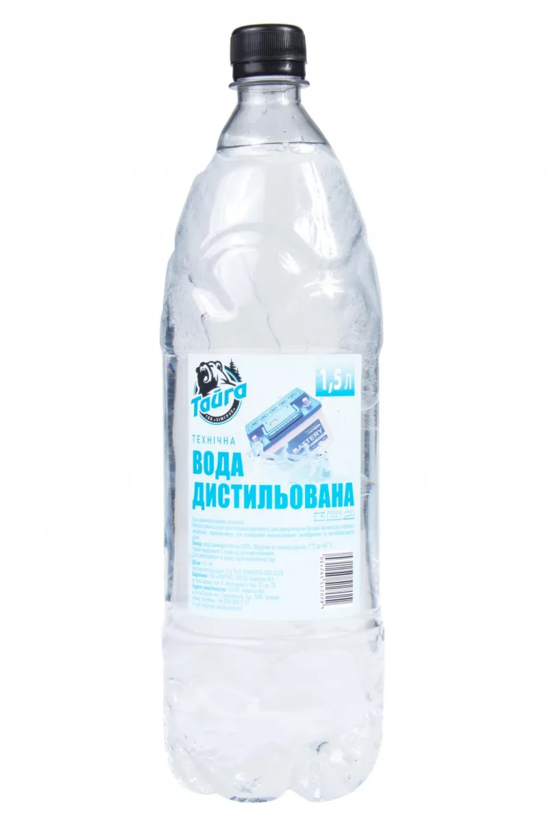 Вода дистильована Тайга 1,5 л УКРАЇНА adv12