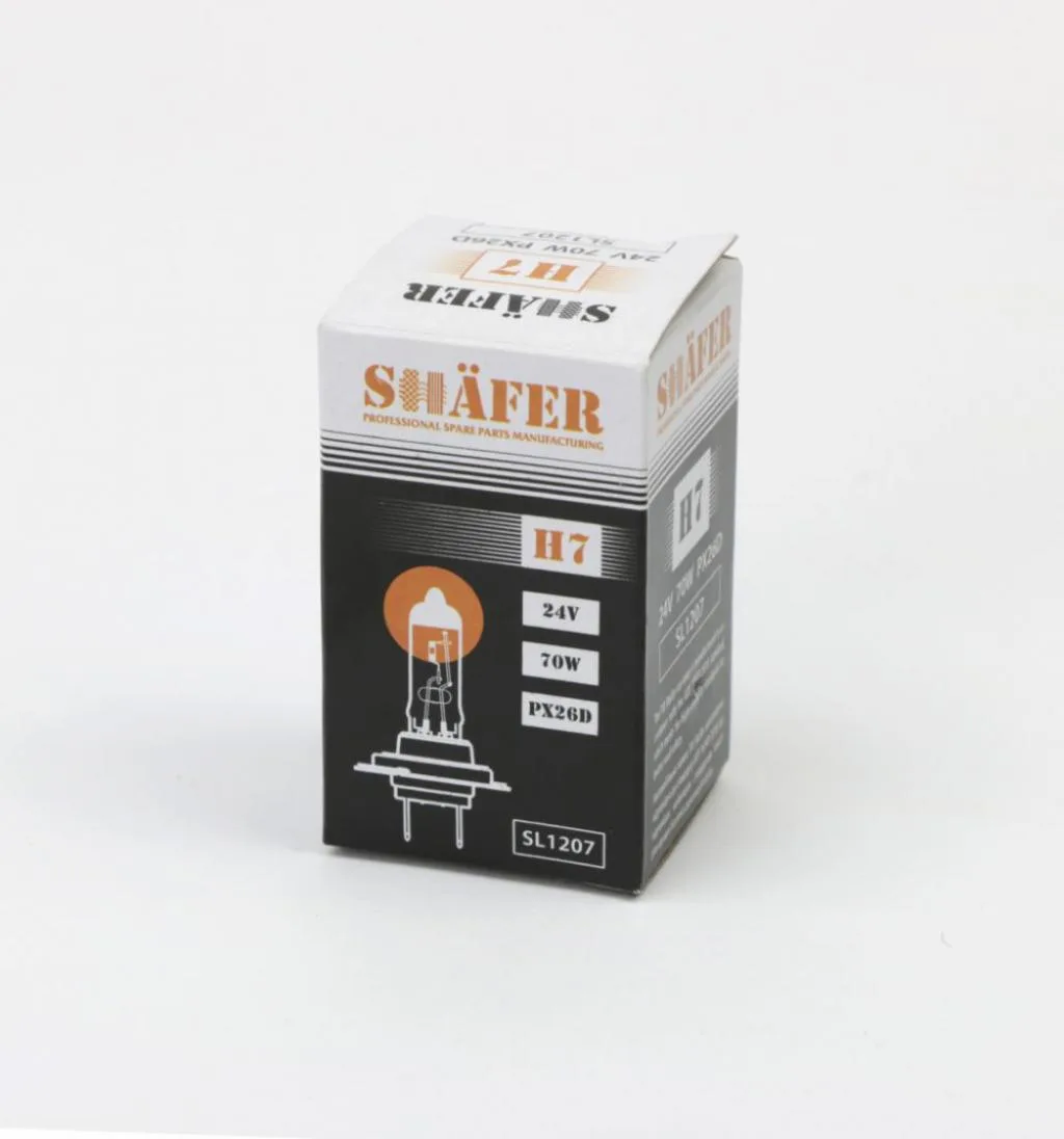 Лампа галогенова H7 24V 70W PX26D  (картонна упаковка 1шт) SHAFER SL1207