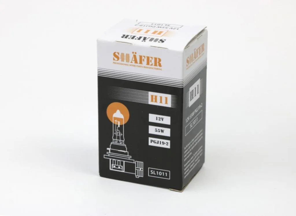 Лампа галогенова H11 12V 55W PGJ19-2  (картонна упаковка 1шт) SHAFER SL1011