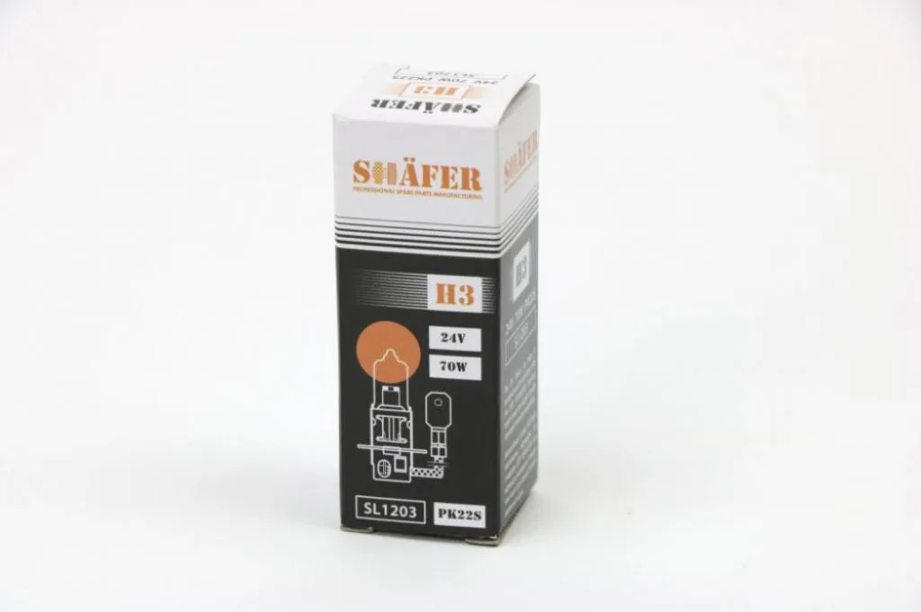 Лампа галогенова H3 24V 70W PK22S  (картонна упаковка 1шт) SHAFER SL1203