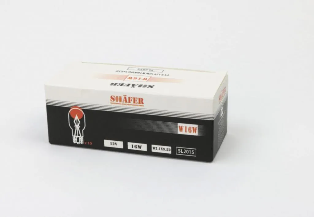Лампа накалювання 12V 16W W16W W2.1×9.5D (картонна упаковка по 10шт) SHAFER SL2015