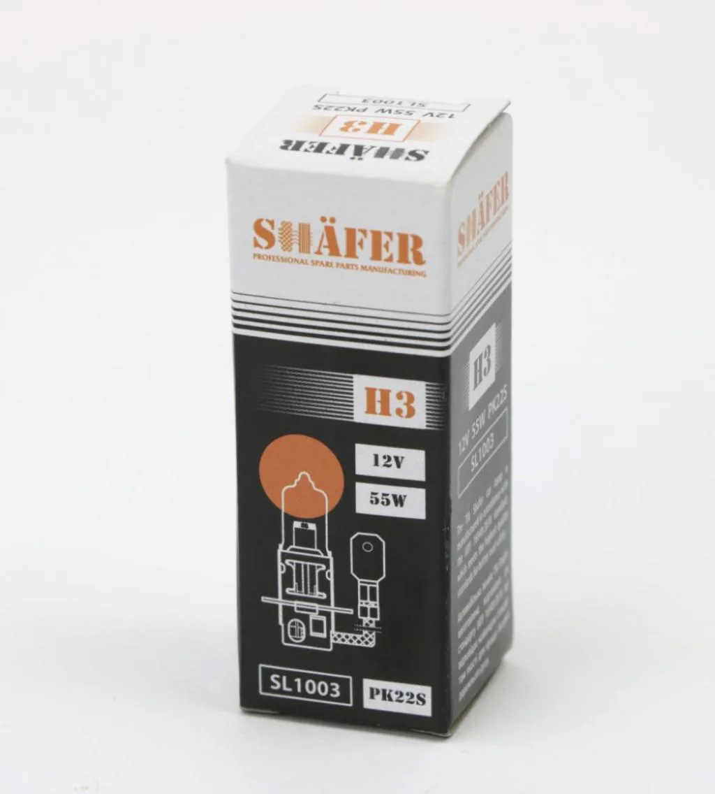 Лампа галогенова H3 12V 55W PK22S  (картонна упаковка 1шт) SHAFER SL1003