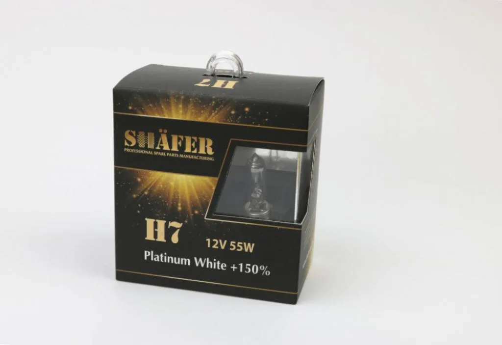 Лампа галогенова H7 12V55W Platinum White +150% (комплект, картонний бокс  2шт) SHAFER SL3007P