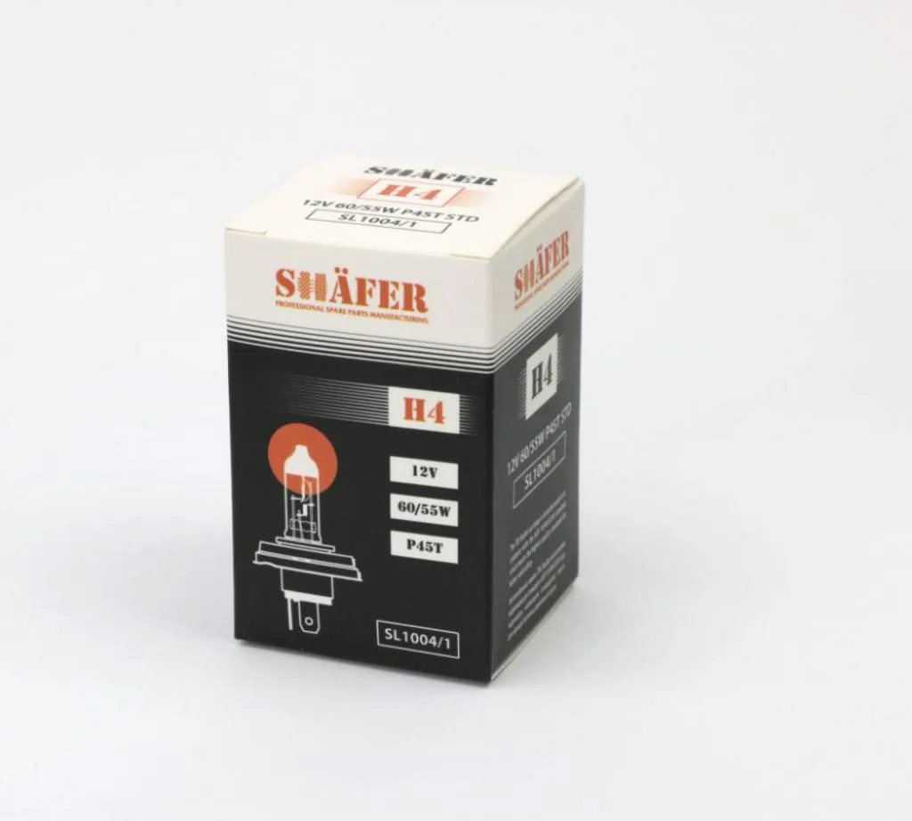 Лампа галогенова H4 12V 60/55W P45T  (картонна упаковка 1шт) SHAFER SL1004/1