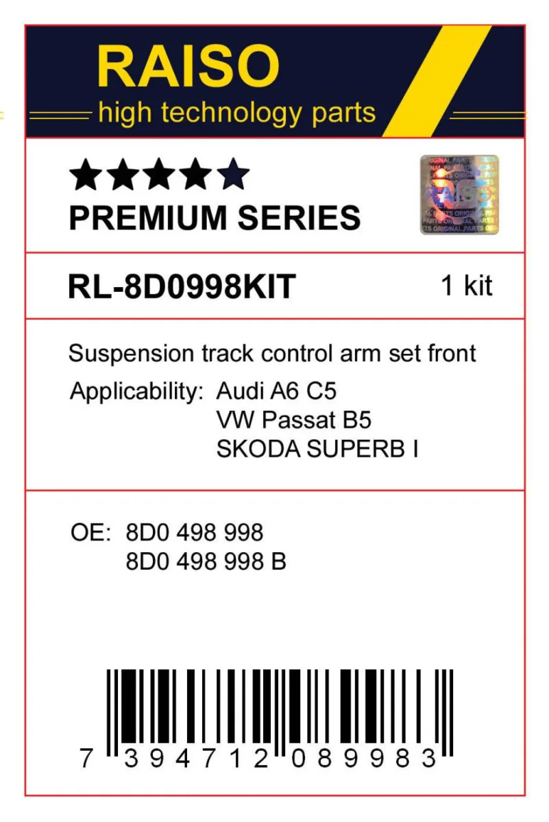 Комплект важелів Raiso — Audi A6, Skoda Superb, Volkswagen Passat та ін. RL8D0998SKIT