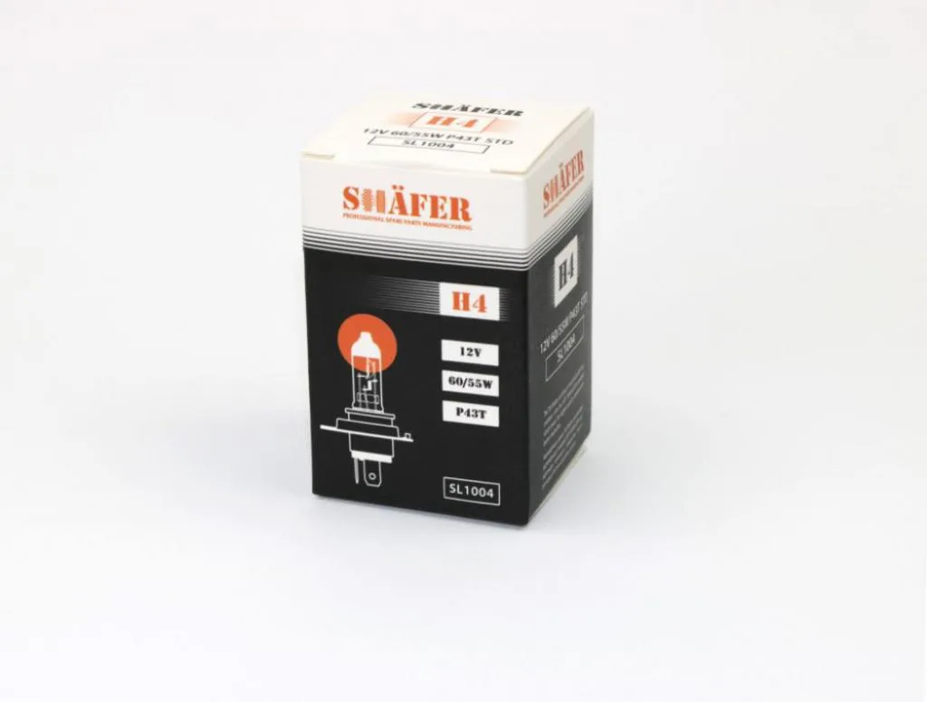 Лампа галогенова H4 12V 60/55W P43T  (картонна упаковка 1шт) SHAFER SL1004