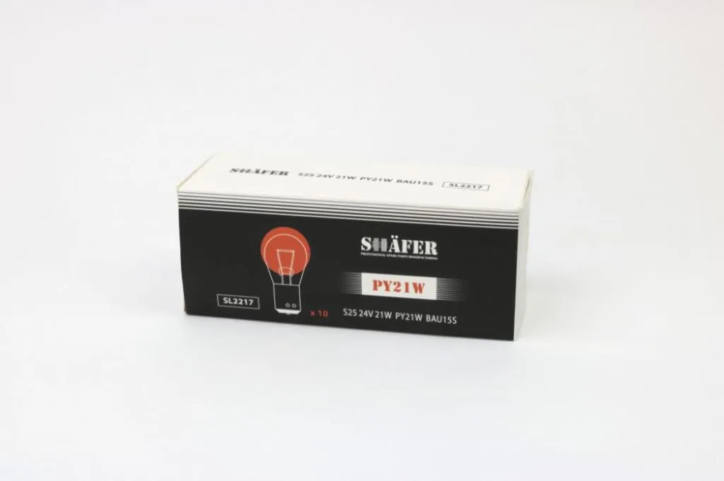 Лампа накалювання 24V 21W PY21W BAU15S (помаранчева) (картонна упаковка по 10шт) SHAFER SL2217